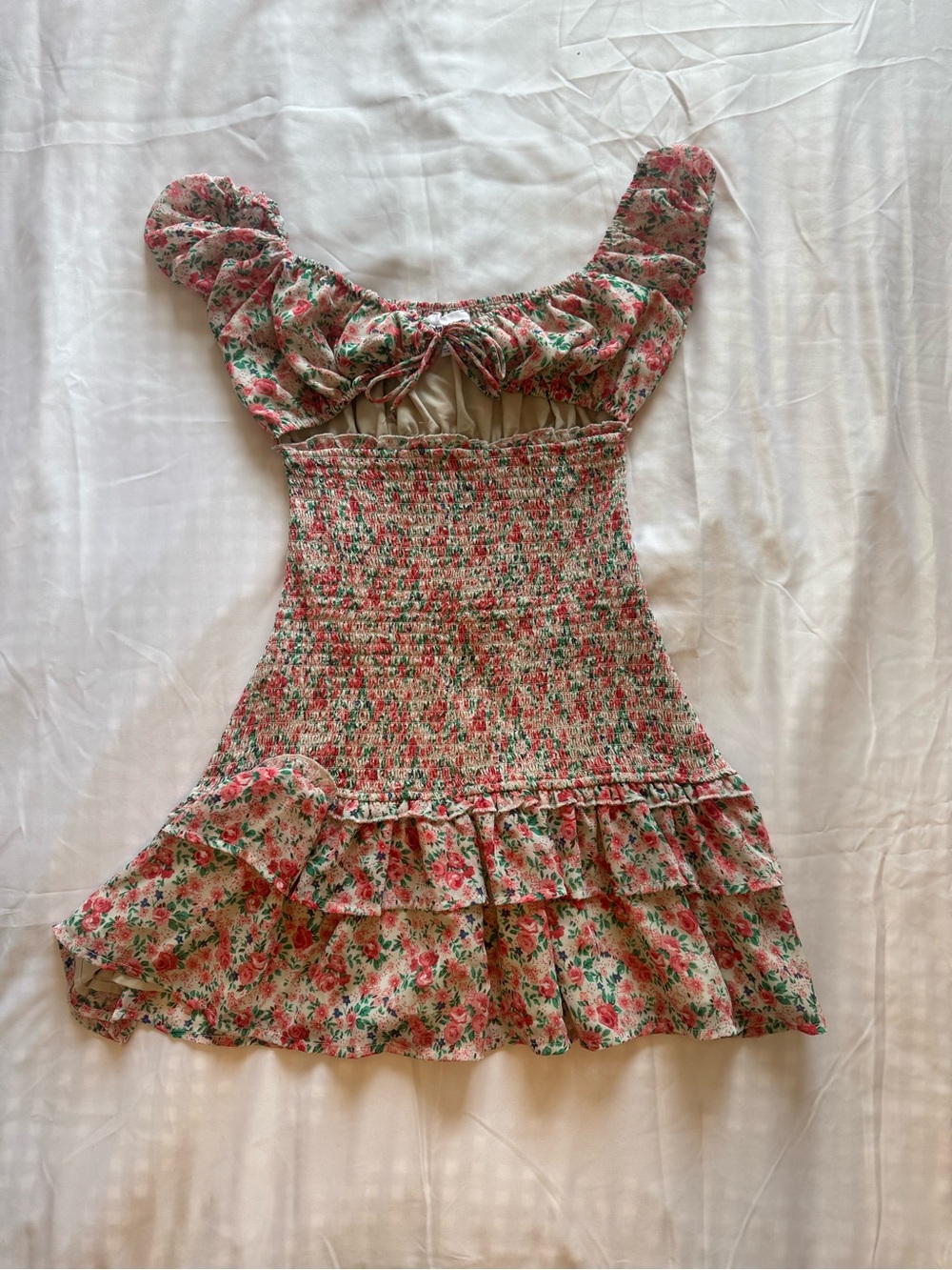 Isabelle’s Cabinet Floral Smocked Ruffle Kids Dress - Pink & Green